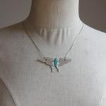 Butterfly Silver Pendant With Blue Enamel