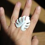 Silver Ring - Tropical Leaf Silhouette