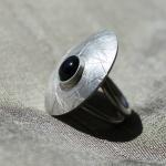 Sterling Silver Ring With Onyx Cabouchon -..