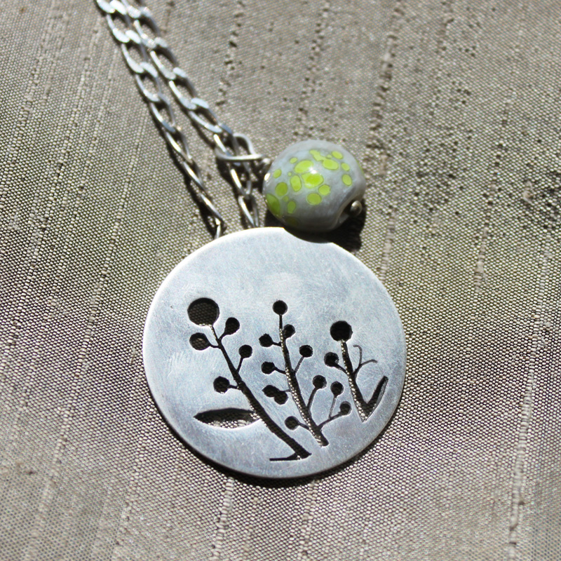 Silver Pendant With Glass Bead
